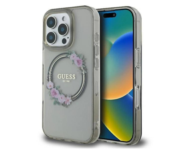 Guess IML Flowers Wreath do iPhone 16 Pro czarny - 1279184 - zdjęcie